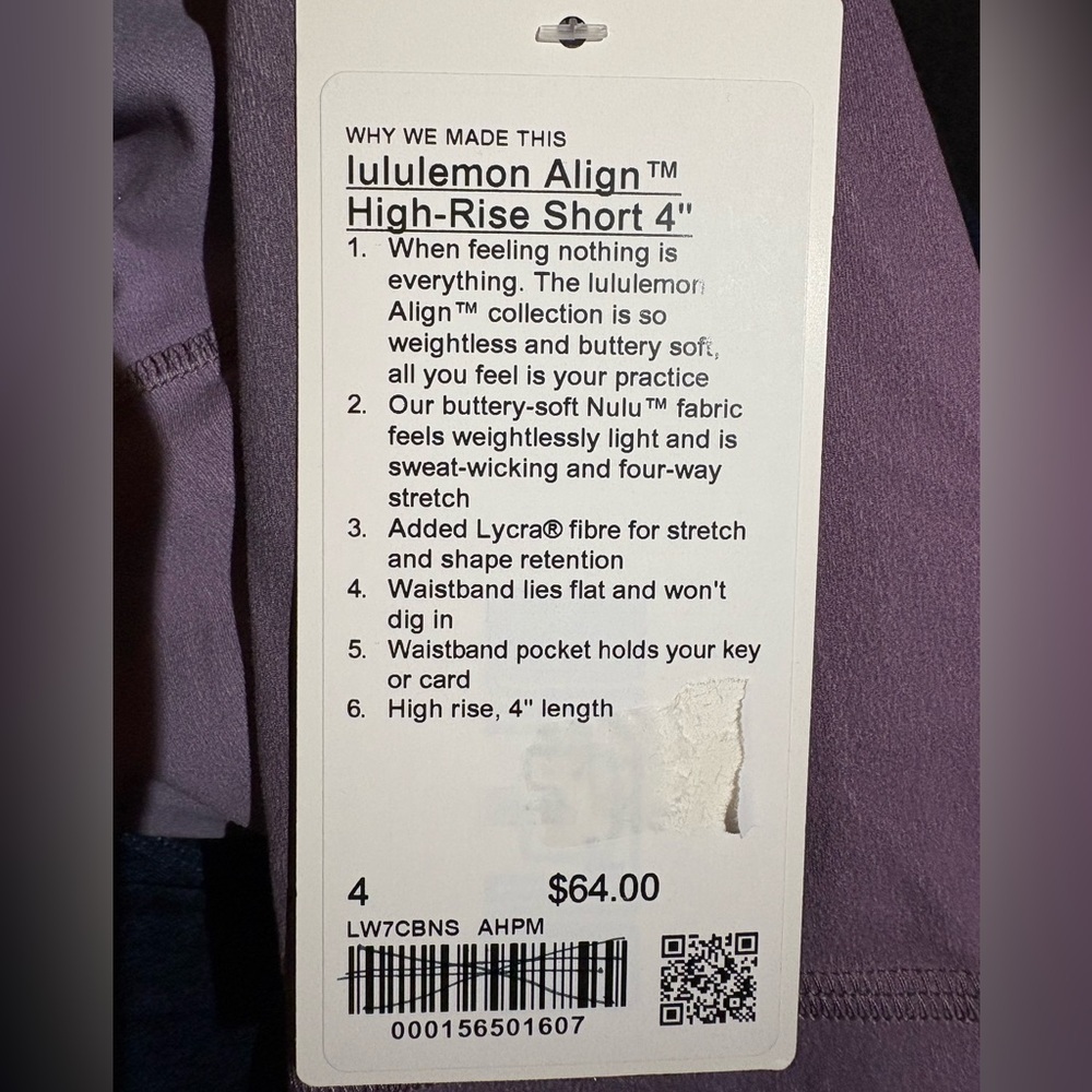 Lululemon Lululemon Align High-Rise Short 4"
Aurora Haze Purple Multi - Picture 11 of 14
